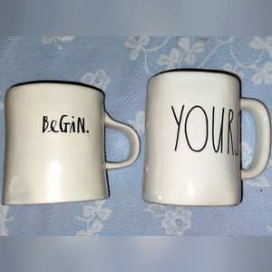 Rae Dunn 'begin' and 'yours' mugs